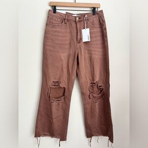 Vervet Leslie 90s Vintage Flare raw hem denim pants 28